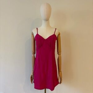 Fuchsia Heart Jacquard Mini Slip Dress - Size S